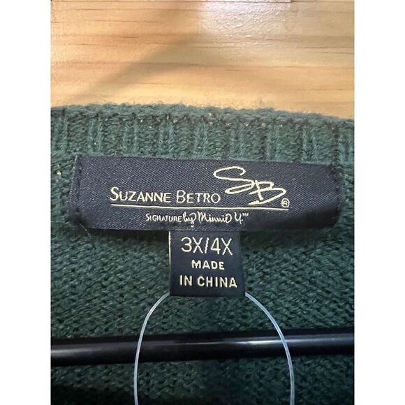suzanne betro 3x Green And Gold Striped Sweater - Picture 2 of 9